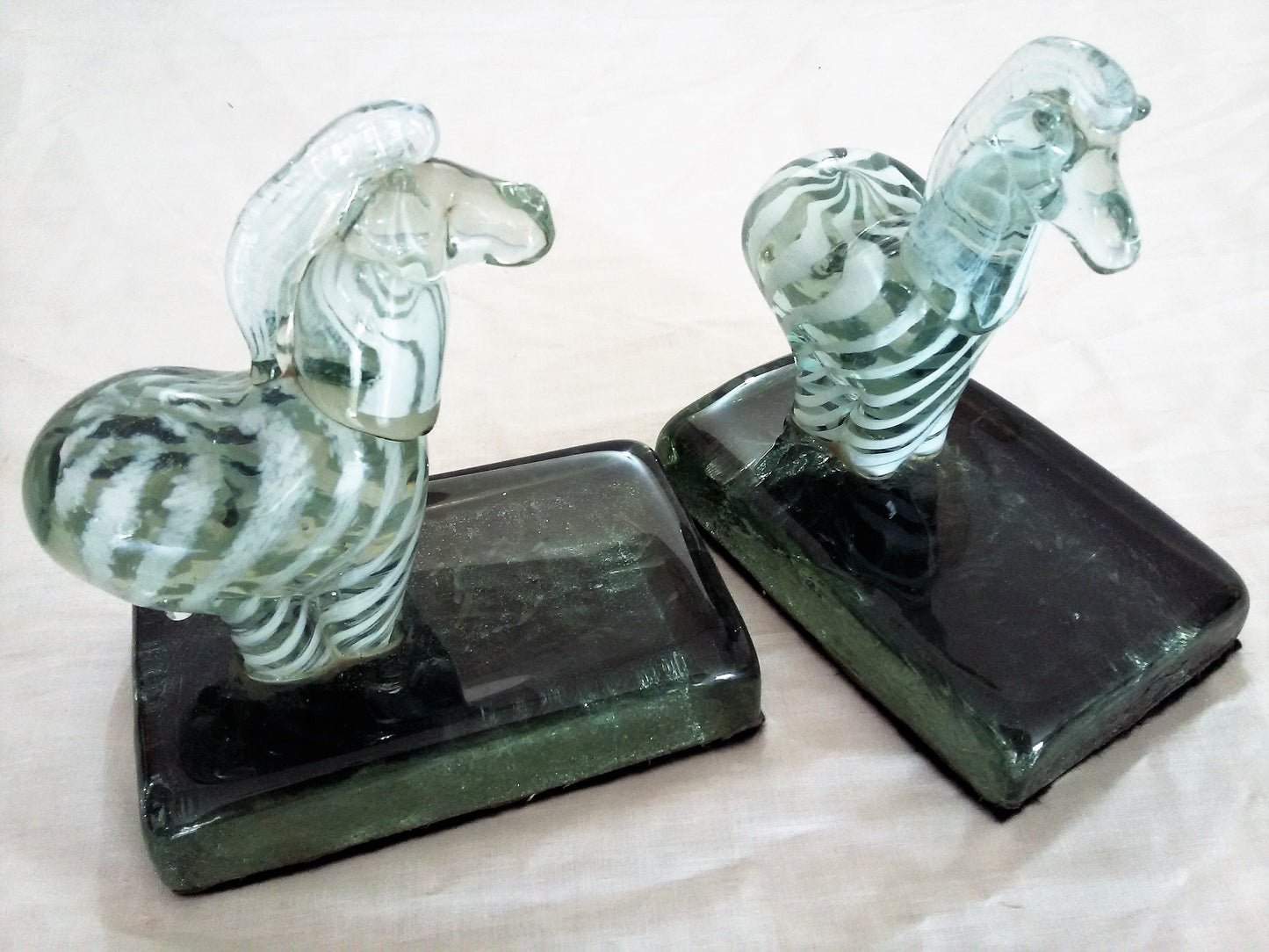 Glass Bookends-Zebra