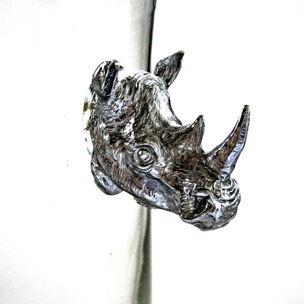 Glass Ice Bucket-Pewter Animal Handles