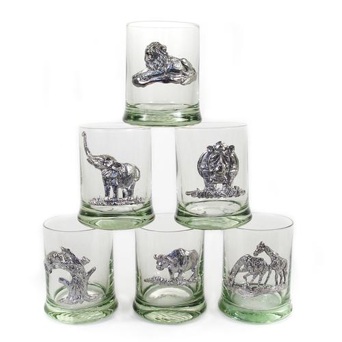 Glasses-Whiskey Pewter Animal motif